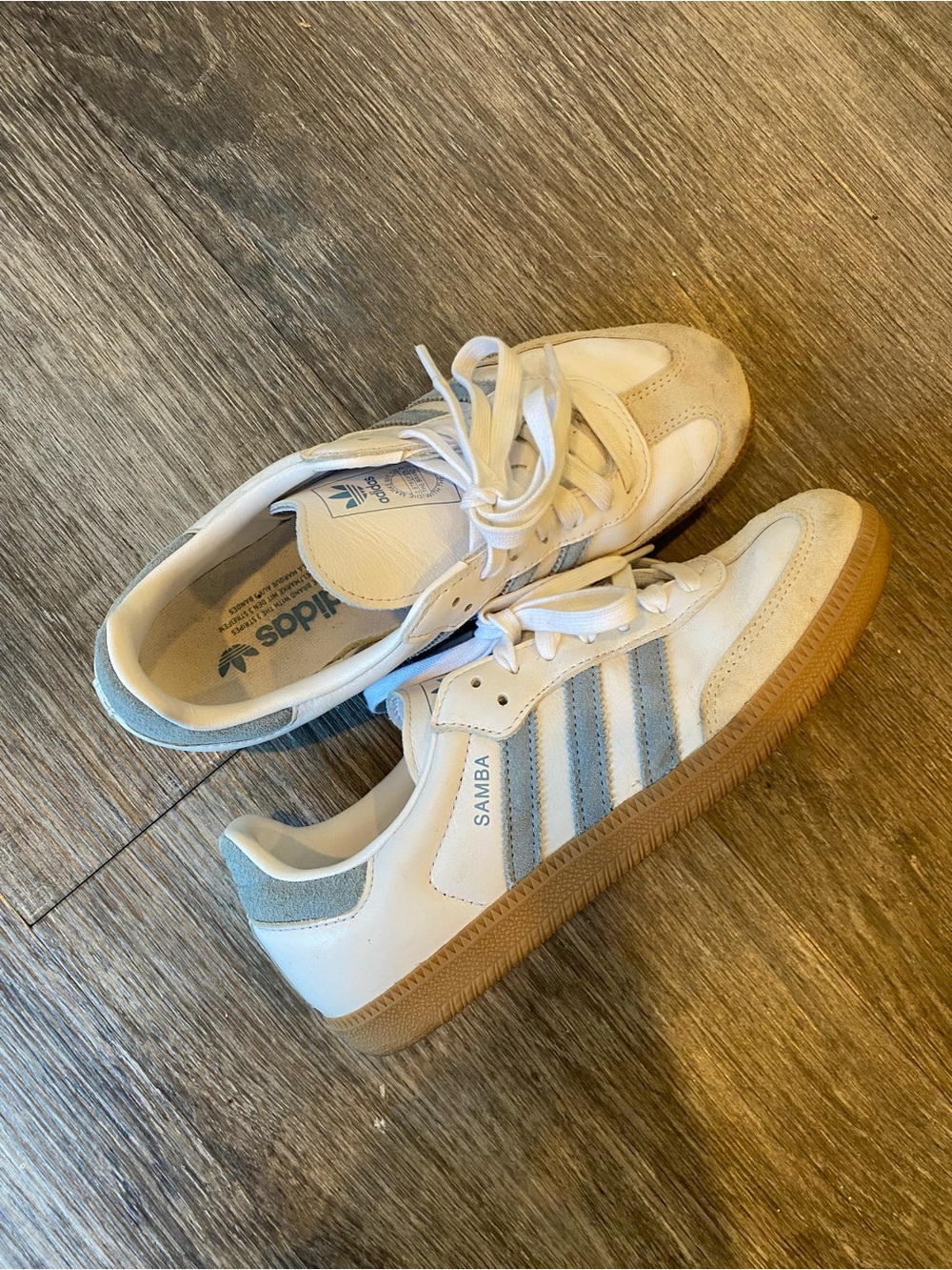 adidas Samba Sneakers in White and Light Blue